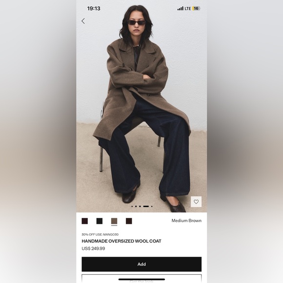 Women’s Handmade Oversized Wool Coat - MANGO - Picture 4 of 4